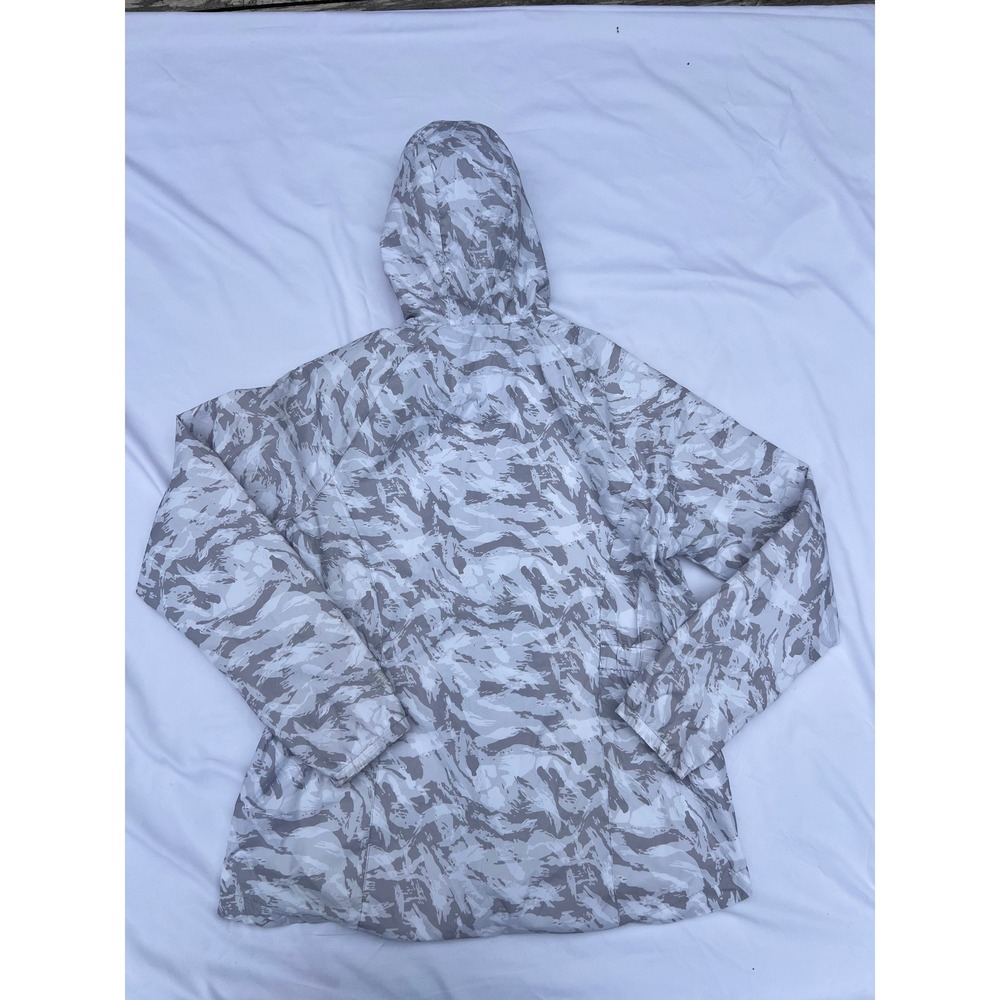 New Balance Womens Grey Camo Full Zip Hooded Windbreaker Jacket Mesh Lined - Picture 11 of 11